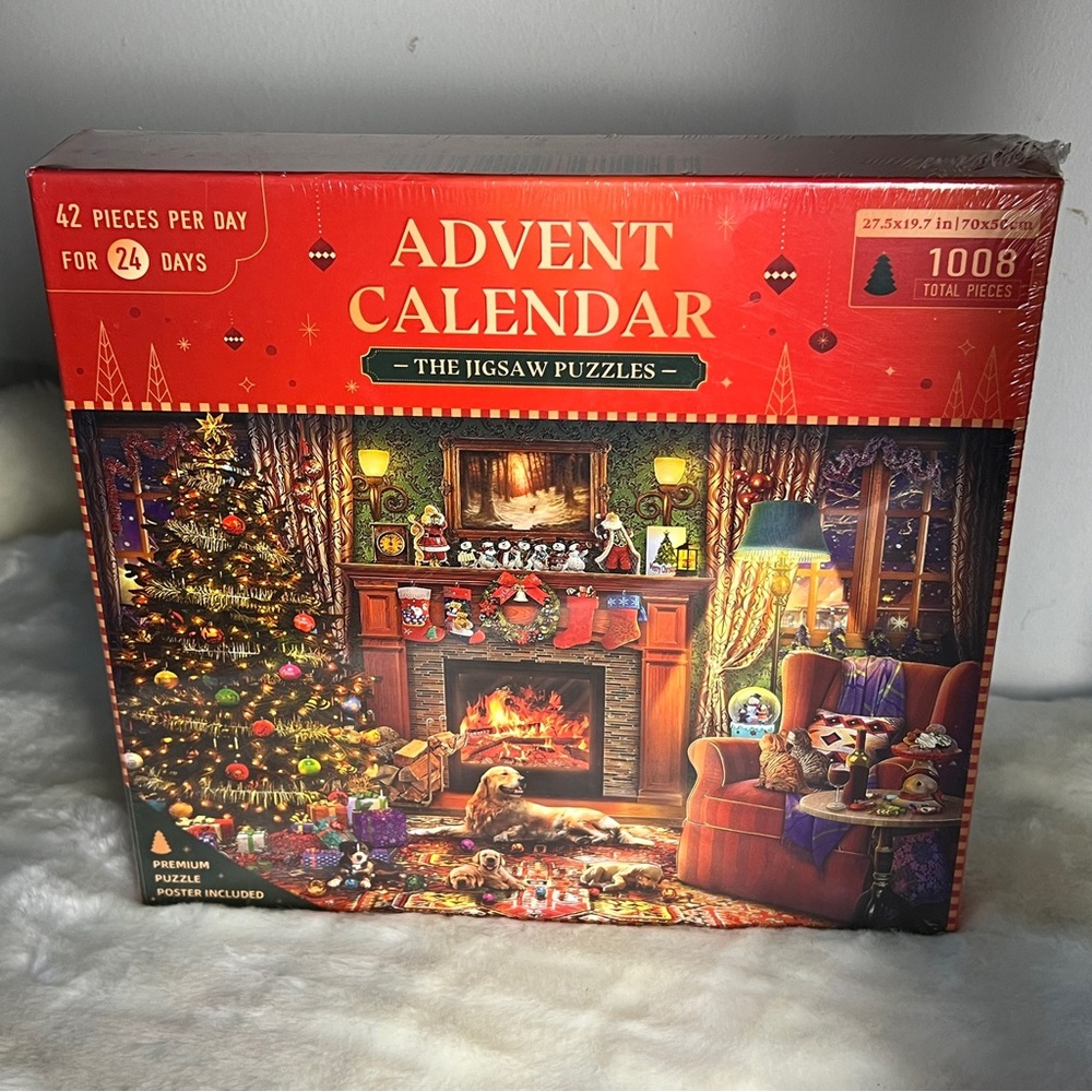 NEW Advent Calendar Jigsaw Puzzle Merry Christmas 1008 pieces Fireplace Tree